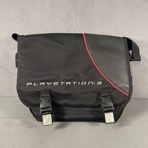 Playstation 3 PS3 Console Messenger Travel Bag Carry Case Black /Red Strip